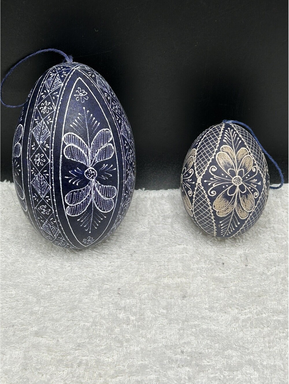 Vintage Rare Real Ukrainian Pysanka Goose and Chicken Egg Shell Ornaments 90’s